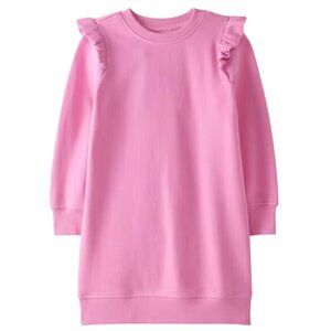 Pink Hanna Andersson Sweatshirt Dress Terry with Ruffle Sleeve Girls Sz 8 130 cm